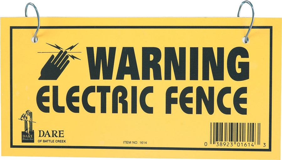Dare Electric Fence Warning Sign, Yellow, 3 pk - Signs: Warning
