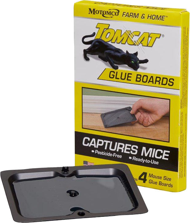 Tomcat Prebaited Glue Board Mouse Traps, Black, 4 pk - Glue Traps