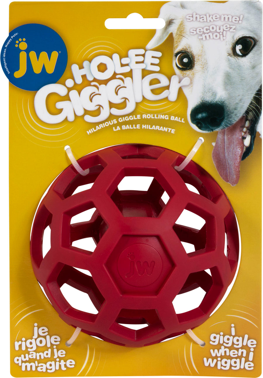 Jw Hol-Ee Giggler Dog Toy, Red, 4.5 in - Rubber