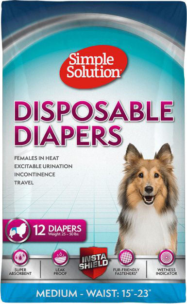 Simple Solution Disposable Dog Diapers, md-12 pk