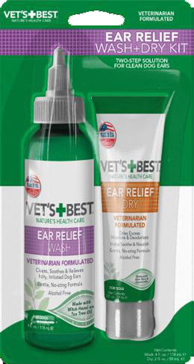 Vet's Best Ear Relief Wash & Dry for Dogs, 2 pk - Ear Care