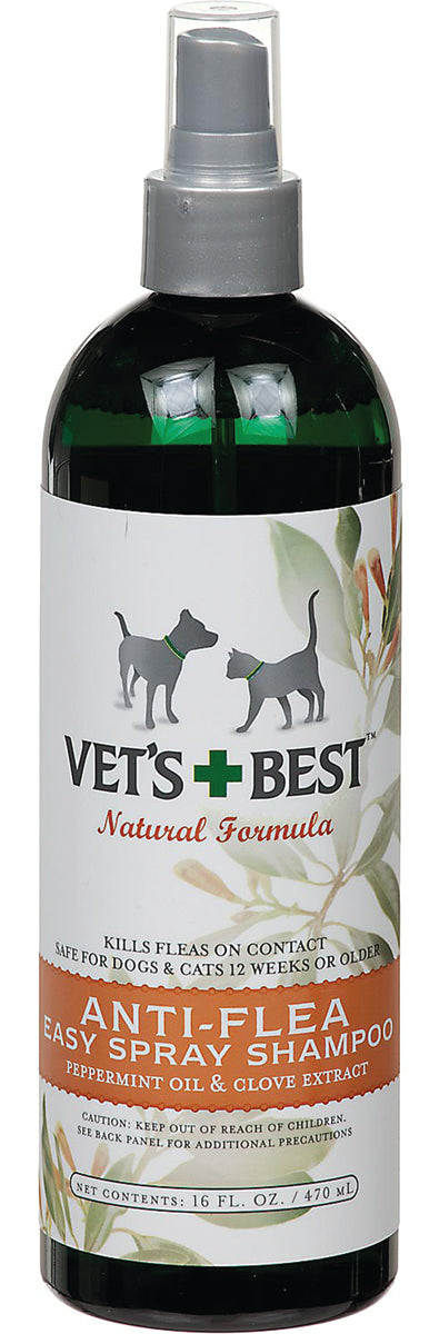 Vet's Best Anti-Flea Easy Spray Shampoo, Clove/Mint, 16 oz - Shampoos/Dips