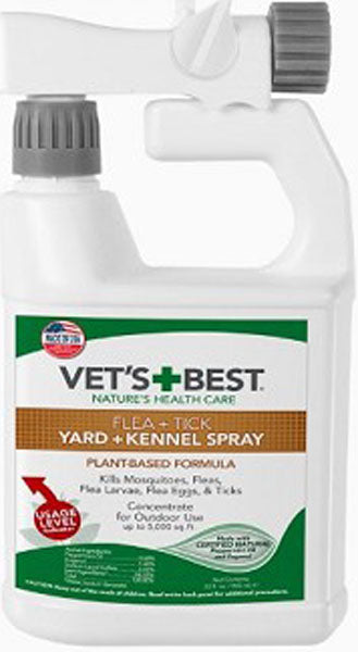 Vet's Best Flea & Tick Yard & Kennel Ready to Spray, Clove/Mint, 32 oz - Outdoor Use