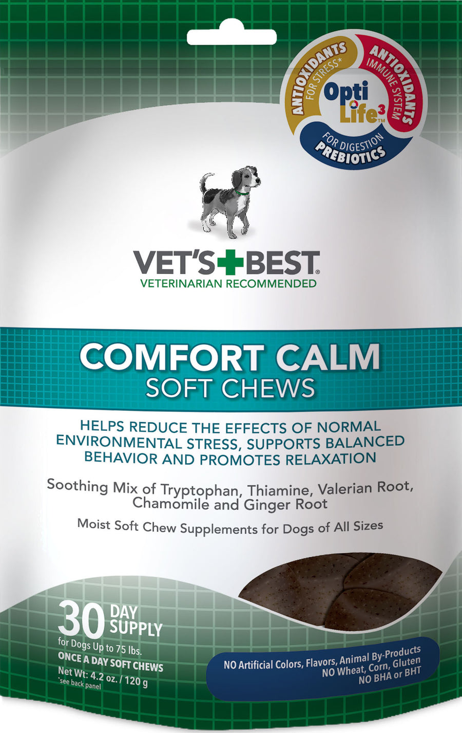 Vet's Best Comfort Calm Soft Chews, Tryptophan/Root, 4.2 oz-30 ct - Anxiety Relief