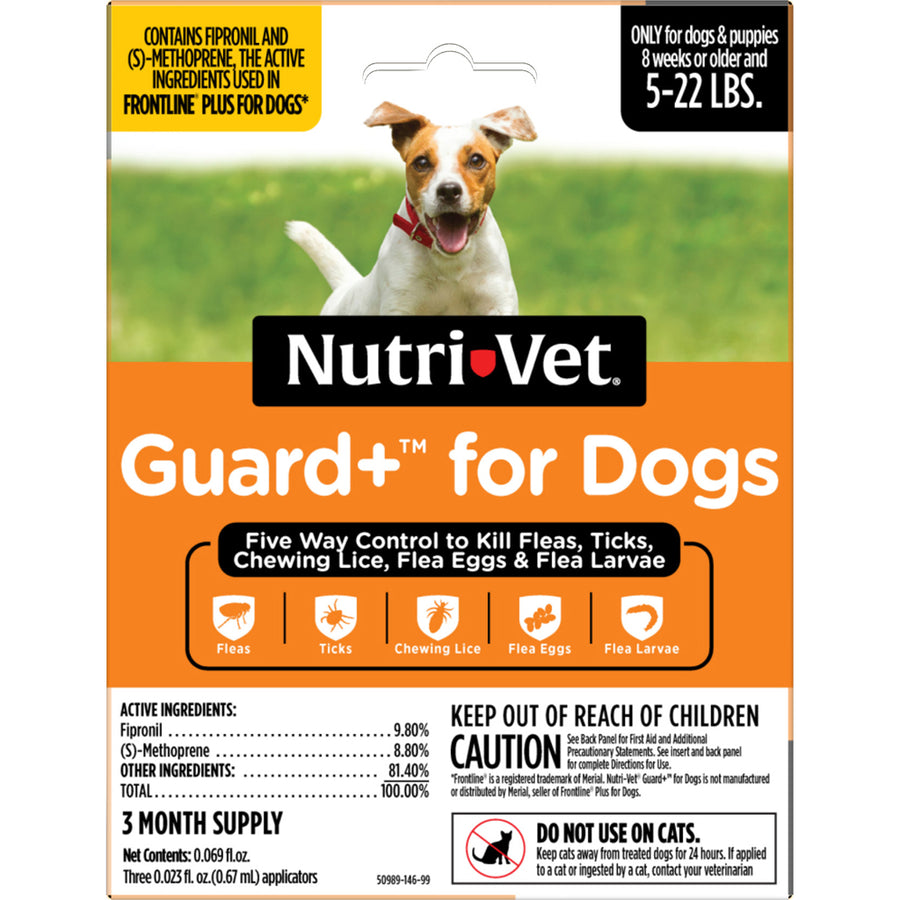 Nutri-Vet Guard+ Flea and Tick Control for Dogs, 5-22lb-3 pk - Topicals