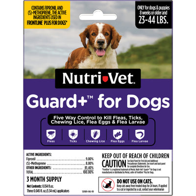 Nutri-Vet Guard+ Flea and Tick Control for Dogs, 23-44lb-3 pk - Topicals