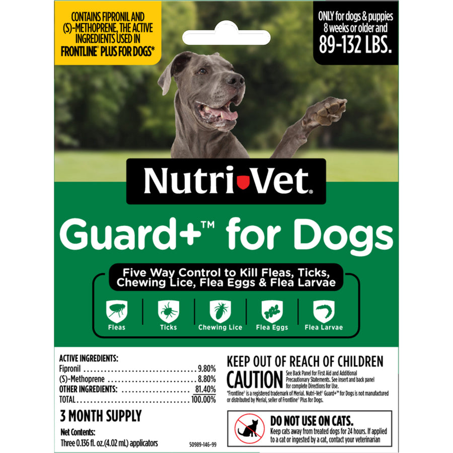 Nutri-Vet Guard+ Flea and Tick Control for Dogs, 89-132lb-3 pk - Topicals