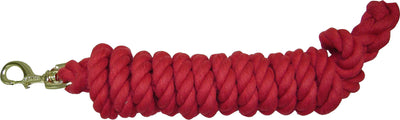 Hamilton Cotton Rope Lead W/Brass Bolt Snap, Red, 10 ft - Leads
