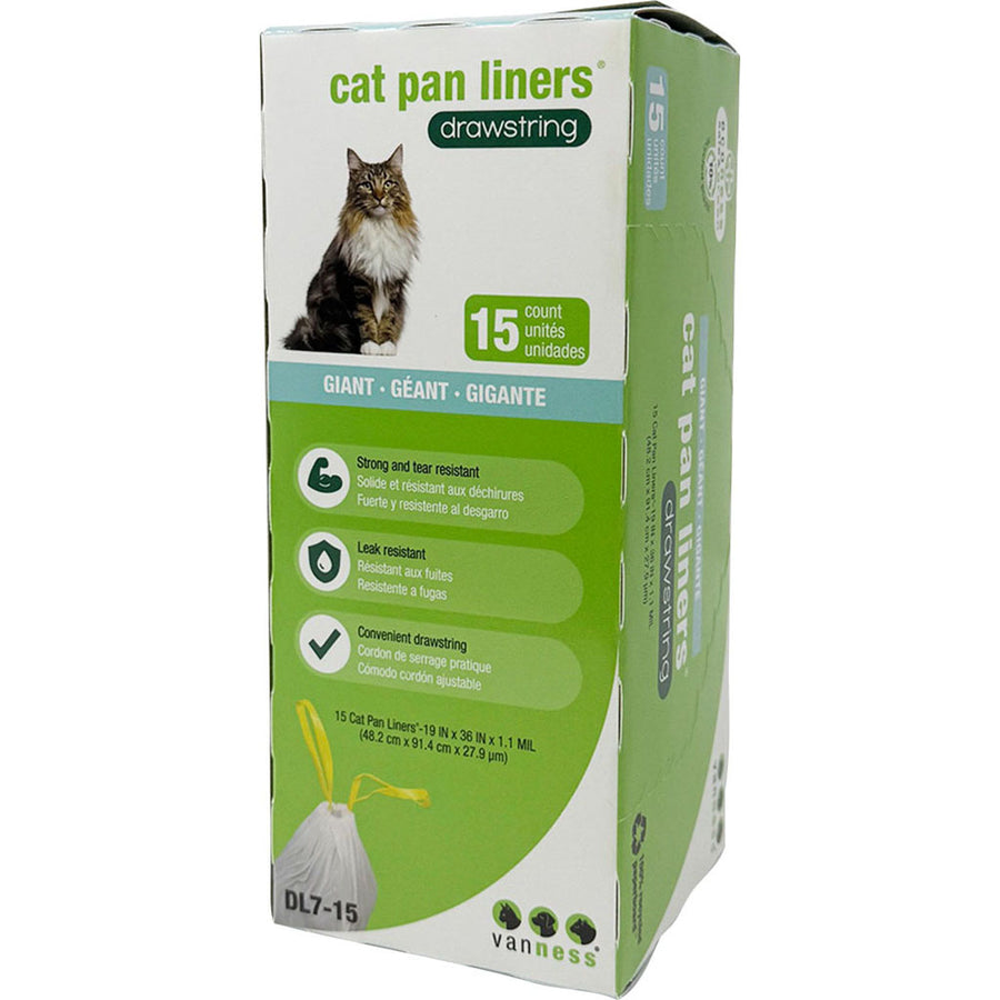 Van Ness Drawstring Cat Pan Liners, Ivory, Xtr Giant-15 ct
