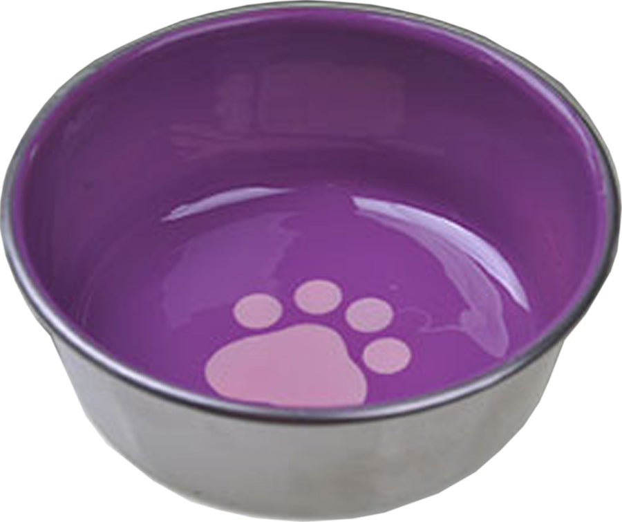 Van Ness Decorated Stainless Steel Cat Dish, Assorted, 8 oz - Dishes