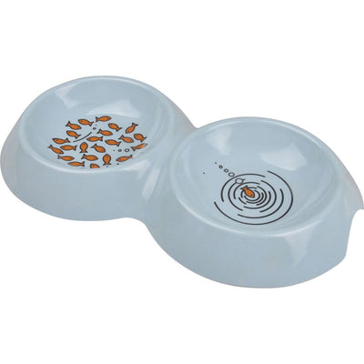 Van Ness Ecoware Double Cat Dish, Blue, 16 oz - Dishes
