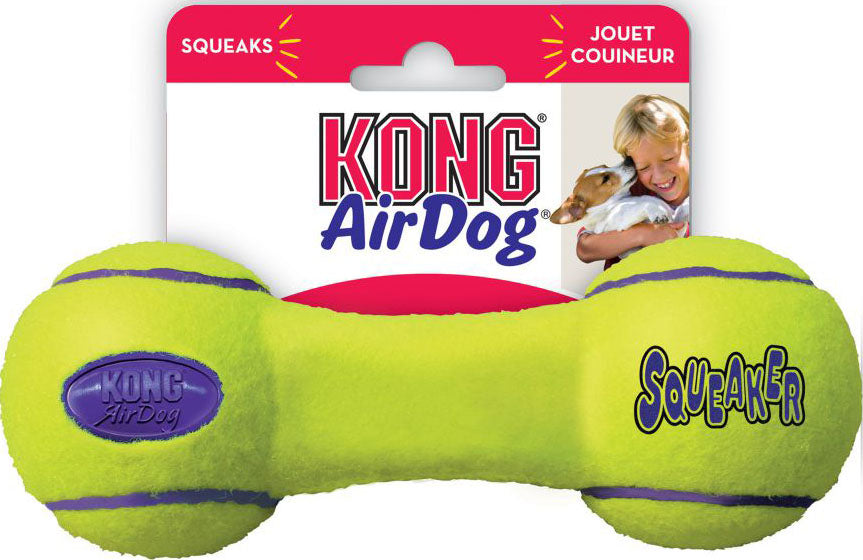 Kong Airdog Squeaker Dumbbell, Yellow, SM - Tennis Material