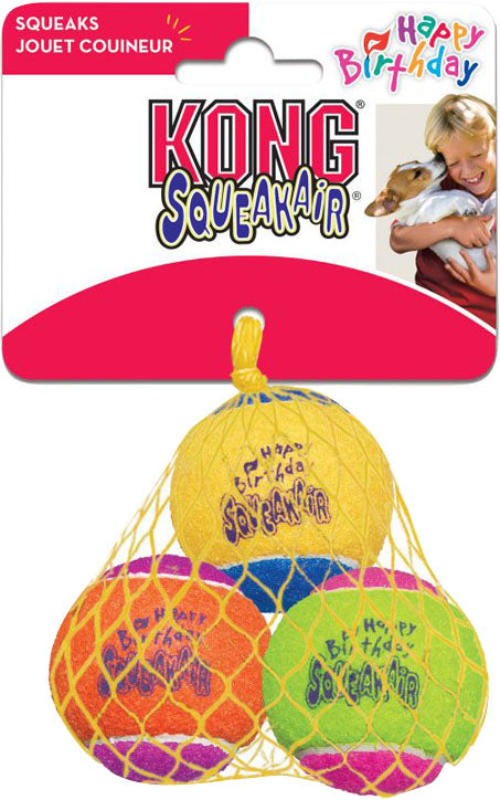 Kong Squeakair Birthday Ball, Assorted, md-3 pk - Tennis Material