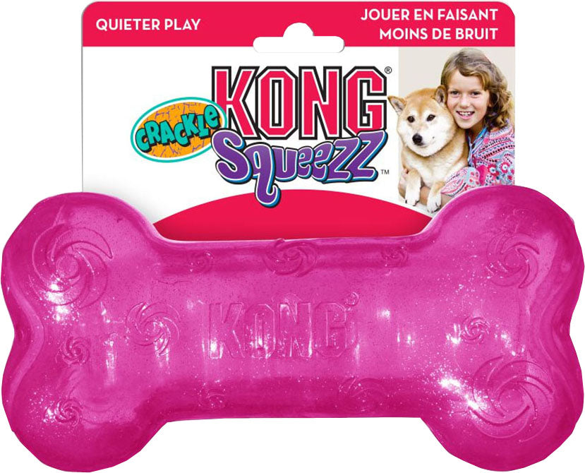 Kong Squeezz Crackle Bone, Assorted, MD - Rubber