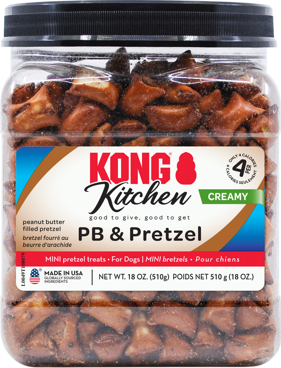 Kong Kitchen Creamy Pretzel Dog Treat, Pb/Pretzel, 18 oz - Edible Bones & Biscuits