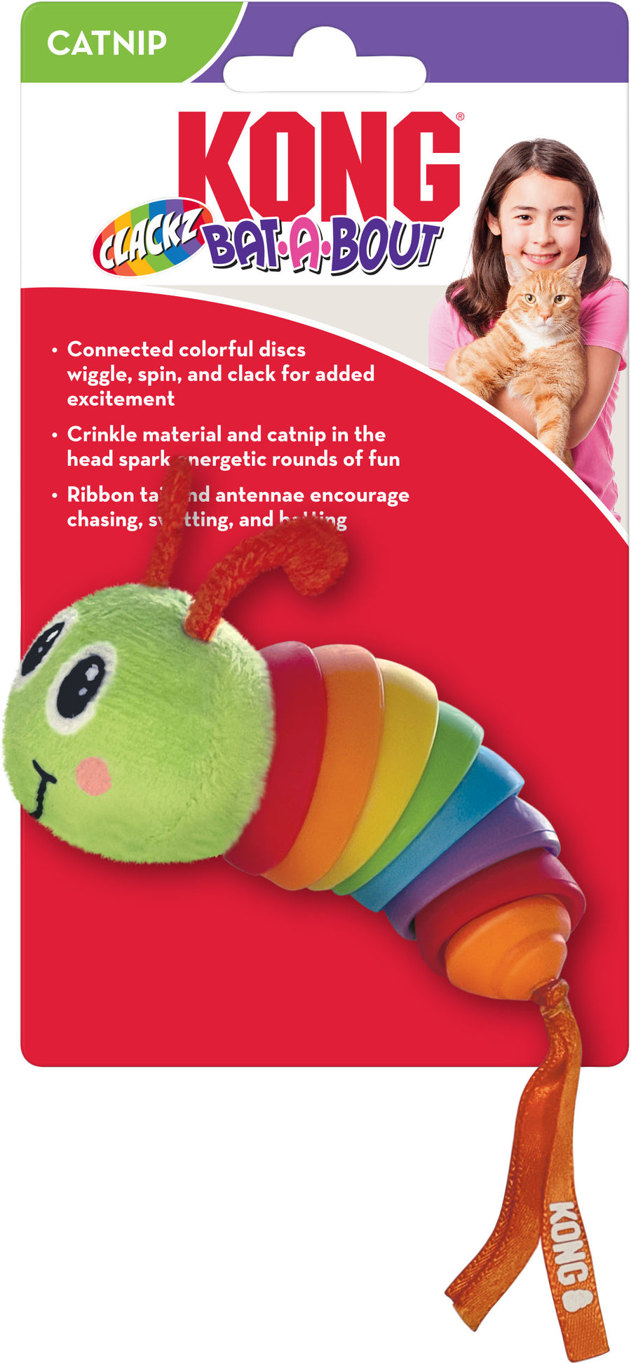 Kong Bat-A-Bout Clackz Caterpillar, O/s - Interactive