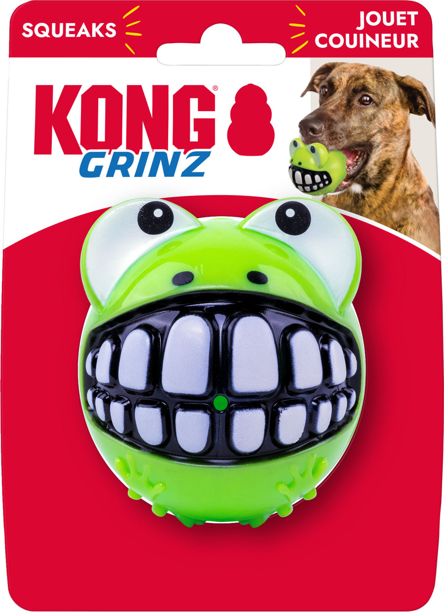 Kong Grinz Frog, Green, LG - Rubber