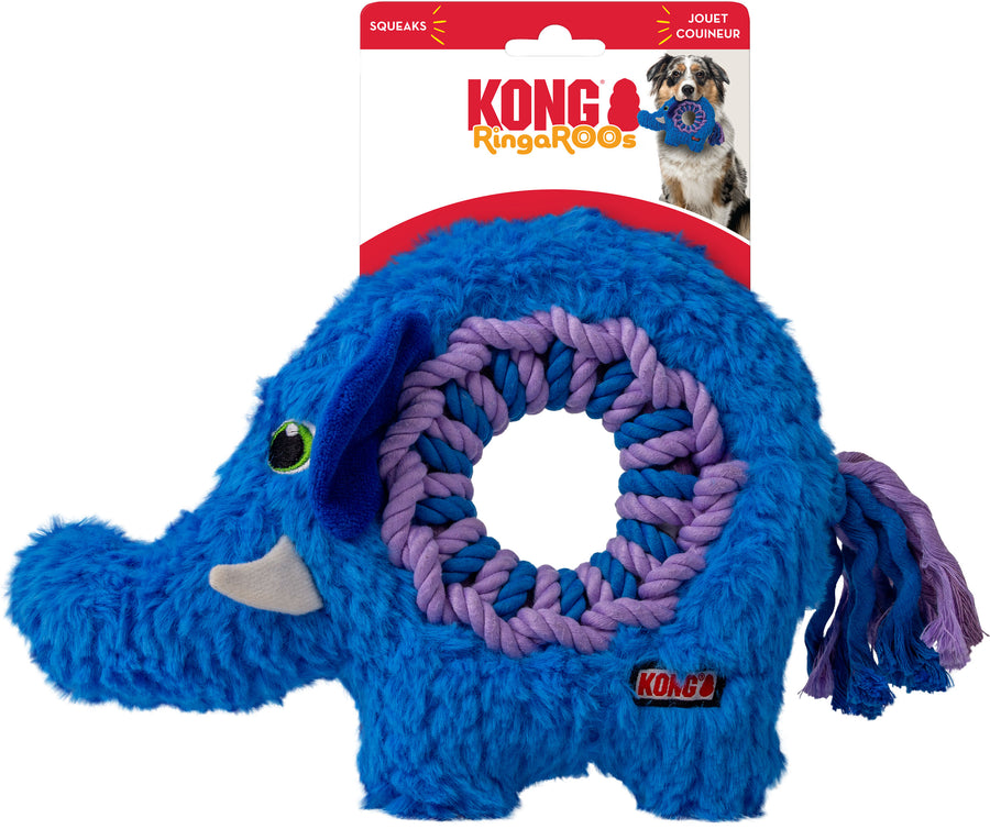 Kong Ringaroos Elephant, Blue, MD - Plush