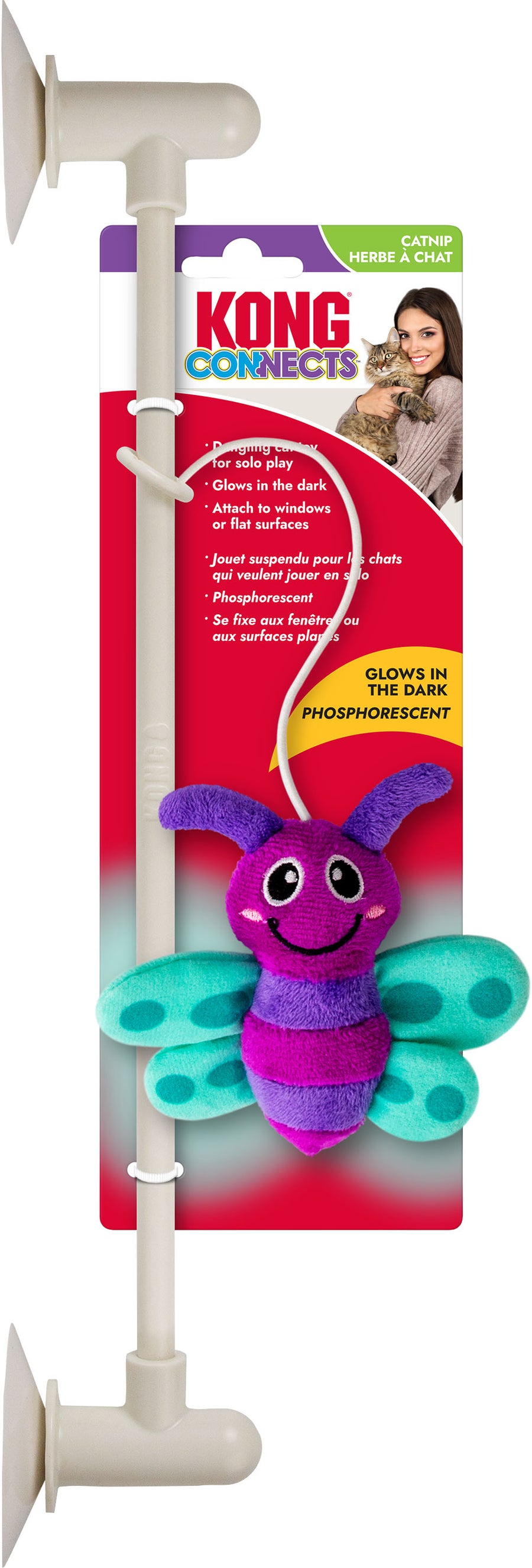 Kong Connects Glow Firefly, Purple - Catnip