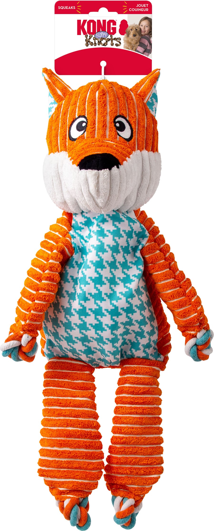 Kong Floppy Knots Fox, Orange, XL - Plush