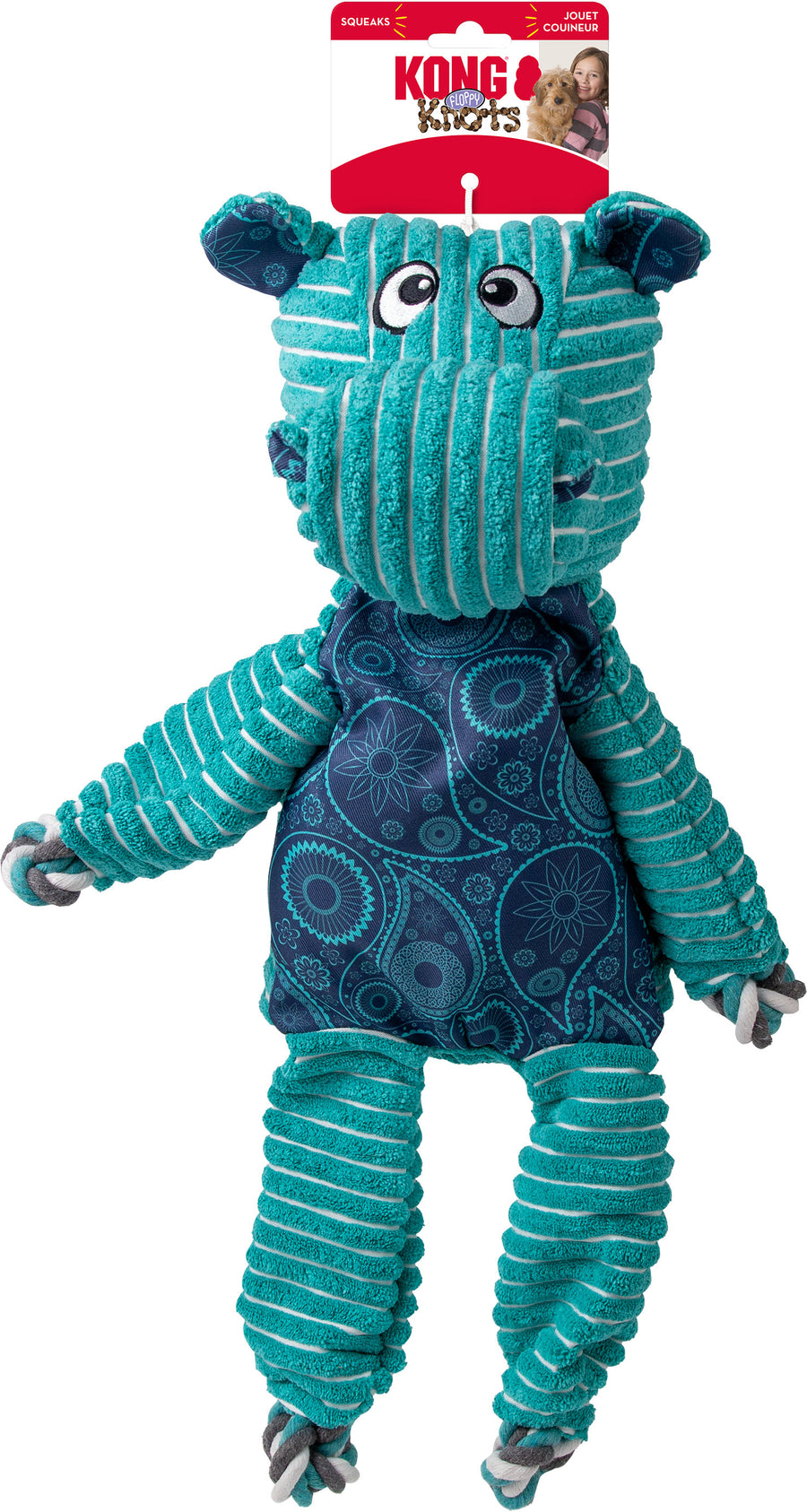 Kong Floppy Knots Hippo, Blue, XL - Plush