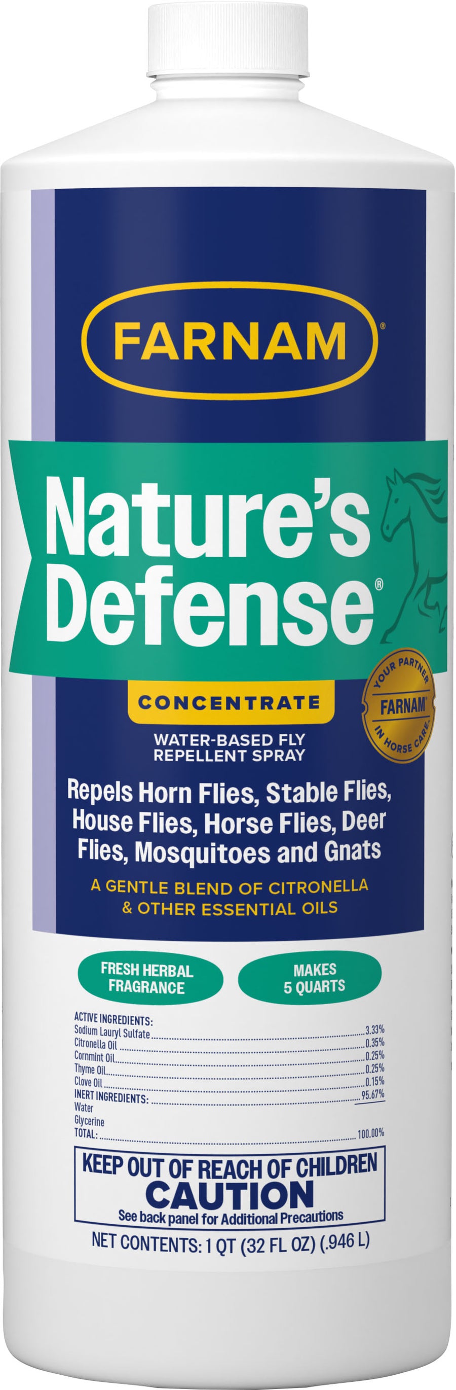 Farnam Nature's Defense Water Based Fly Repellent Conc, 32 oz - Concentrates