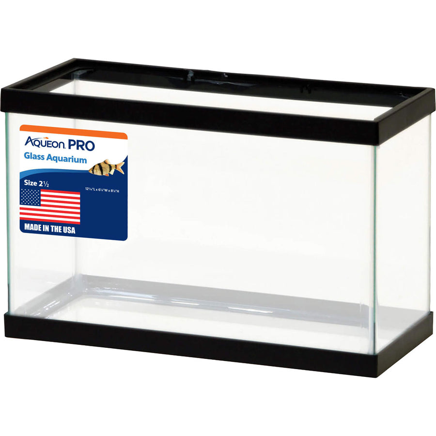 Aqueon Standard Rectangular Aquarium, Black, 2.5 gal-12x6x8 in - Black Standard