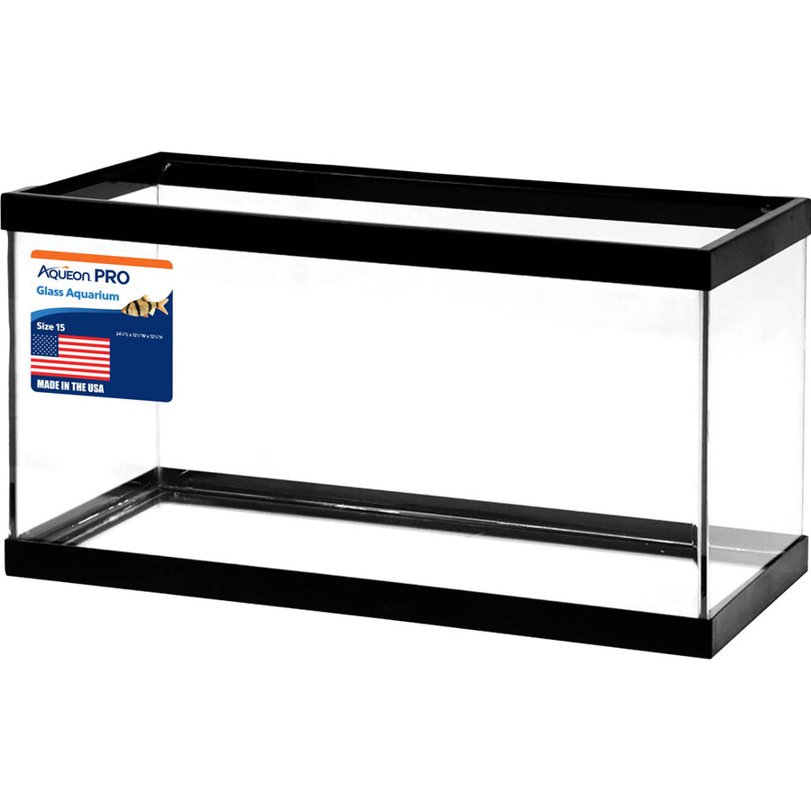 Aqueon Standard Rectangular Aquarium, Black, 15 gal-24x12x12 in - Black Standard