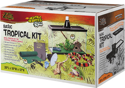 Zilla Basic Tropical Reptile Starter Kit, Black, 10 gal-20x10x12 in - Starter Kits