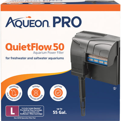 Aqueon Quietflow 50 LED Pro Power Filter, 45-50 gal-250 Gph - External Filters