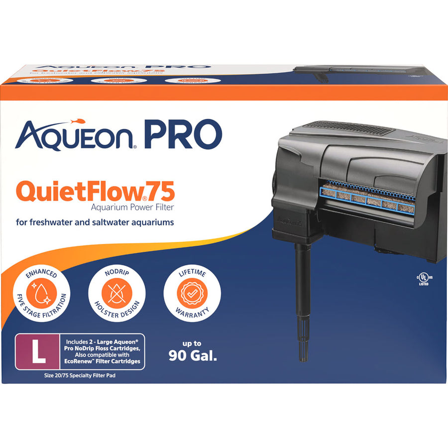 Aqueon Quietflow 75 LED Pro Power Filter, 50-90 gal-400 Gph - External Filters
