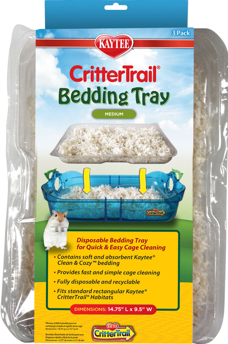 Kaytee Crittertrail Disposable Bedding Tray, 14.75x9.5 in-3 pk - Specialty