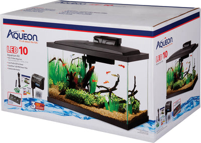 Aqueon LED Aquarium Kit Rectangle, Black, 10 gal-20x10x12 in - Starter Kits