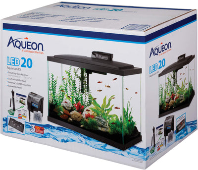 Aqueon LED Aquarium Kit Rectangle, Black, 20 gal h-24x12x16 in - Starter Kits