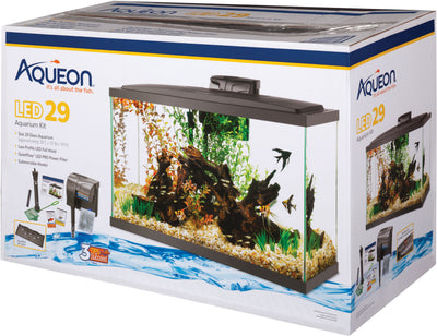 Aqueon LED Aquarium Kit Rectangle, Black, 29 gal-30x12x18 in - Starter Kits