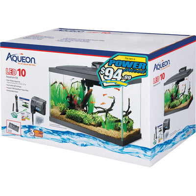 Aqueon LED Aquarium Kit Rectangle Prepriced, Black, 10 gal-20x10x12 in - Starter Kits
