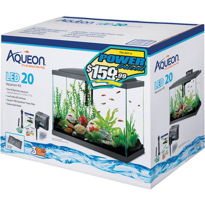 Aqueon LED Aquarium Kit Rectangle Prepriced, Black, 20 gal-24x12x16 in - Starter Kits