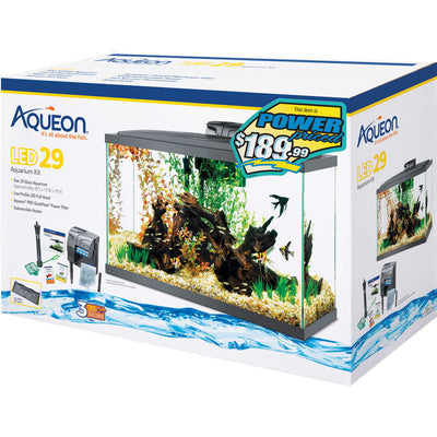 Aqueon LED Aquarium Kit Rectangle Prepriced, Black, 29 gal-30x12x18 in - Starter Kits