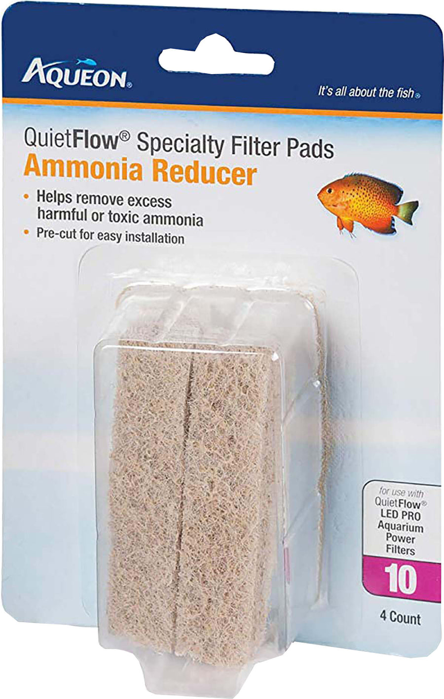 Aqueon Specialty Filter Pad - Ammonia Reducer, Sz 10-4 pk - Filter Inserts