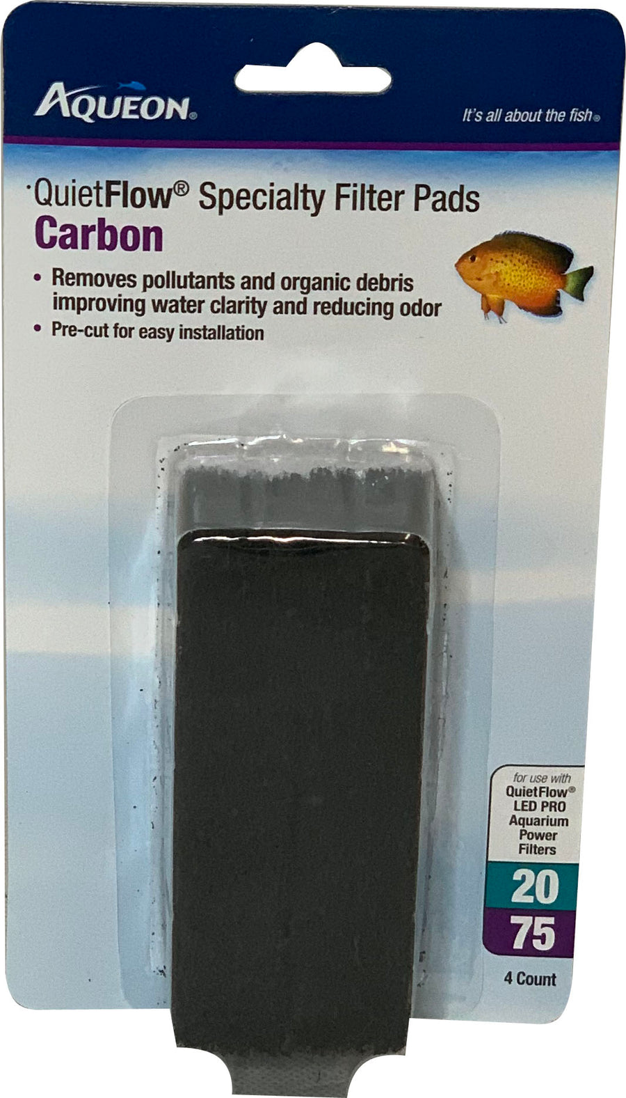 Aqueon Specialty Filter Pad - Carbon, 20/75-4 pk - Filter Inserts