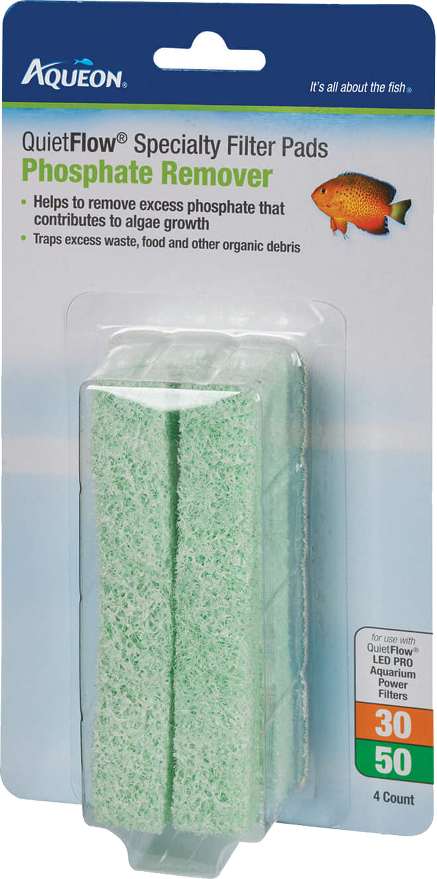 Aqueon Specialty Filter Pad - Phosphate Remover, 30/50-4 pk - Filter Inserts