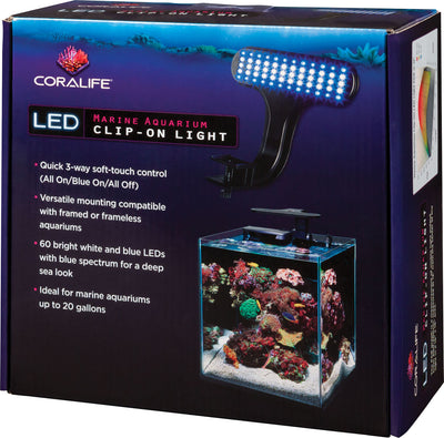 Coralife LED Clip-On Marine Aquarium Light Fixture, Black, Up to 20 gal - LED Fixture