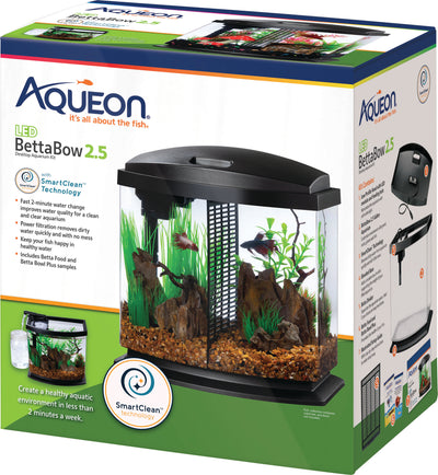 Aqueon Betta Bow Smartclean Kit, Black, 2.5 gal - Desktop