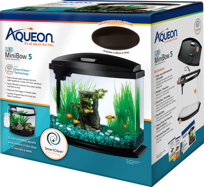 Aqueon Mini Bow LED Smartclean Kit, Black, 5 gal - Desktop