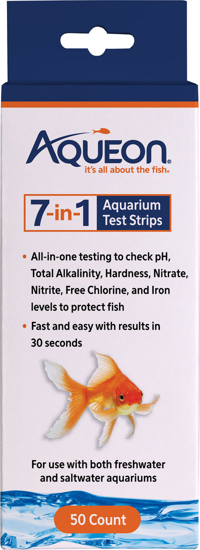 Aqueon 7 in 1 Aquarium Test Strips, 50 ct - Test Kits