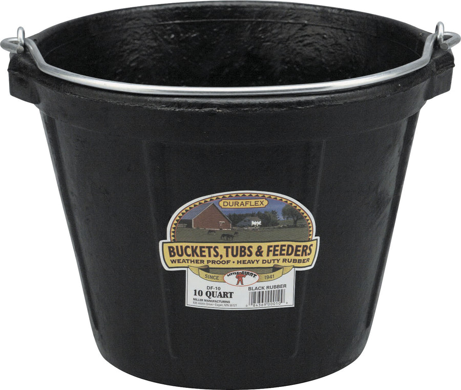 Little Giant Duraflex Rubber All Purpose Bucket, Black, 10 qt - Bucket General