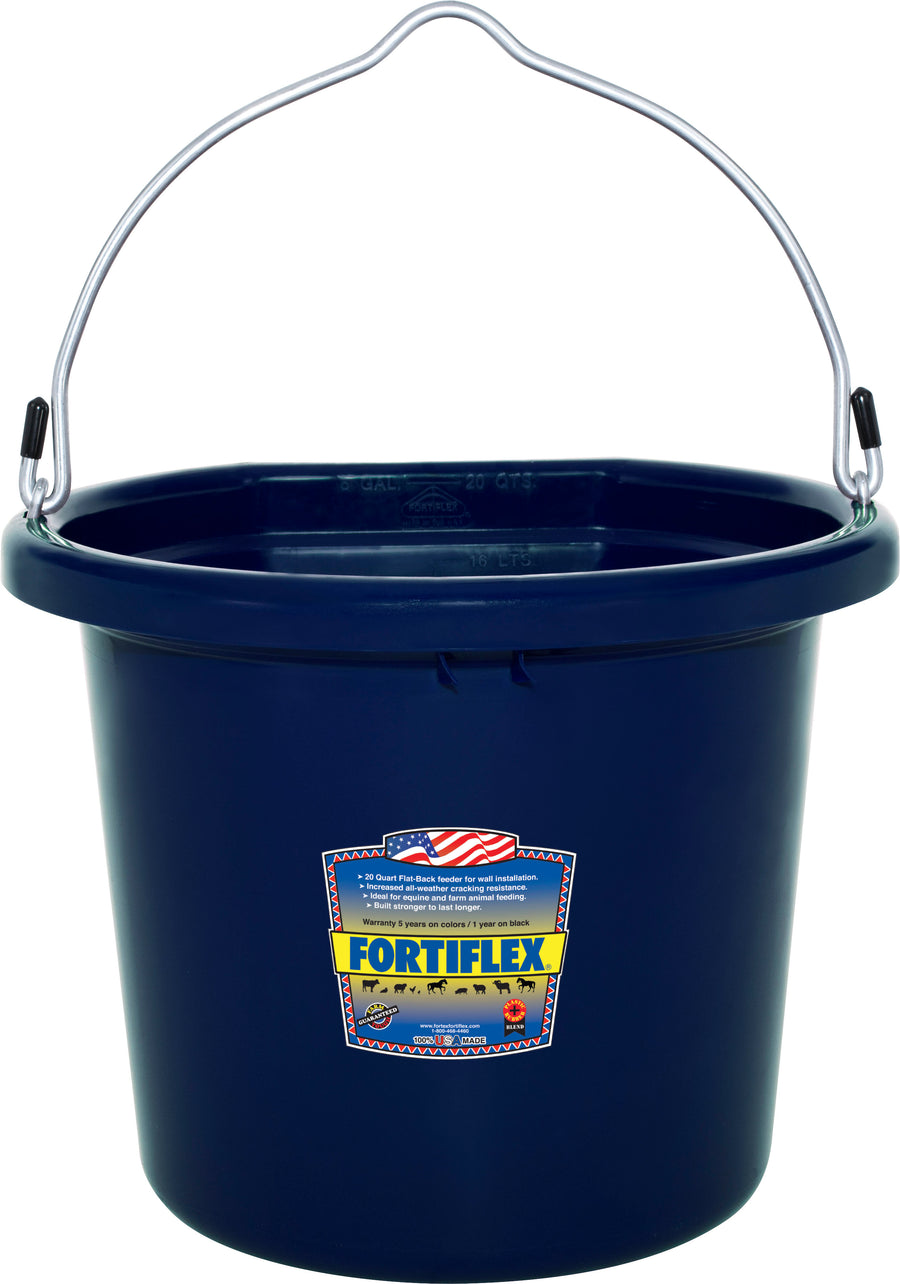 Fortiflex Flat Back Bucket, Sapphire Blue, 20 qt - Buckets Flatback