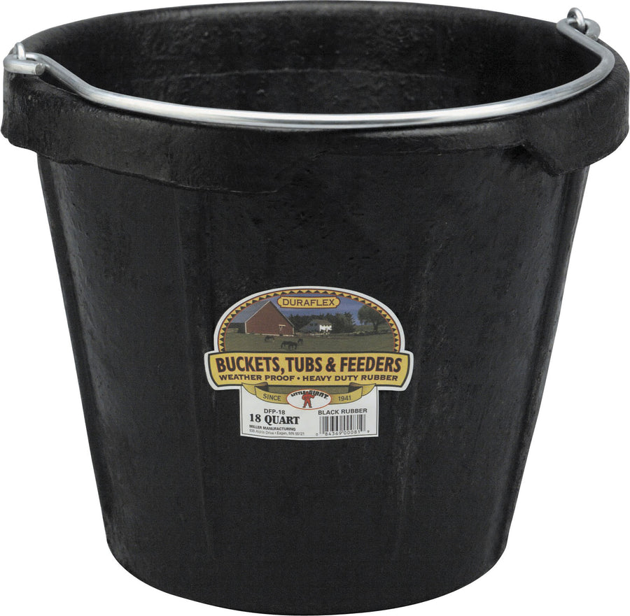 Little Giant Duraflex Rubber Bucket W/Pouring Lip, Black, 18 qt - Bucket General