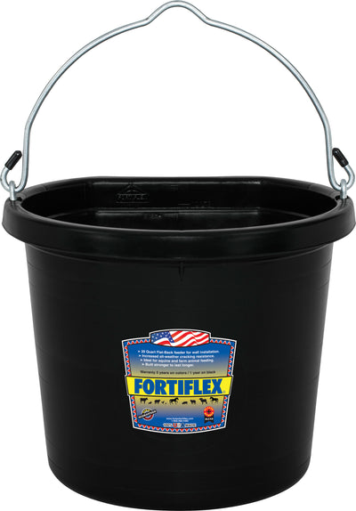 Fortiflex Flat Back Bucket, Black, 14 qt - Buckets Flatback