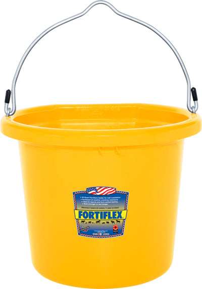 Fortiflex Flat Back Bucket, Yellow, 20 qt - Buckets Flatback